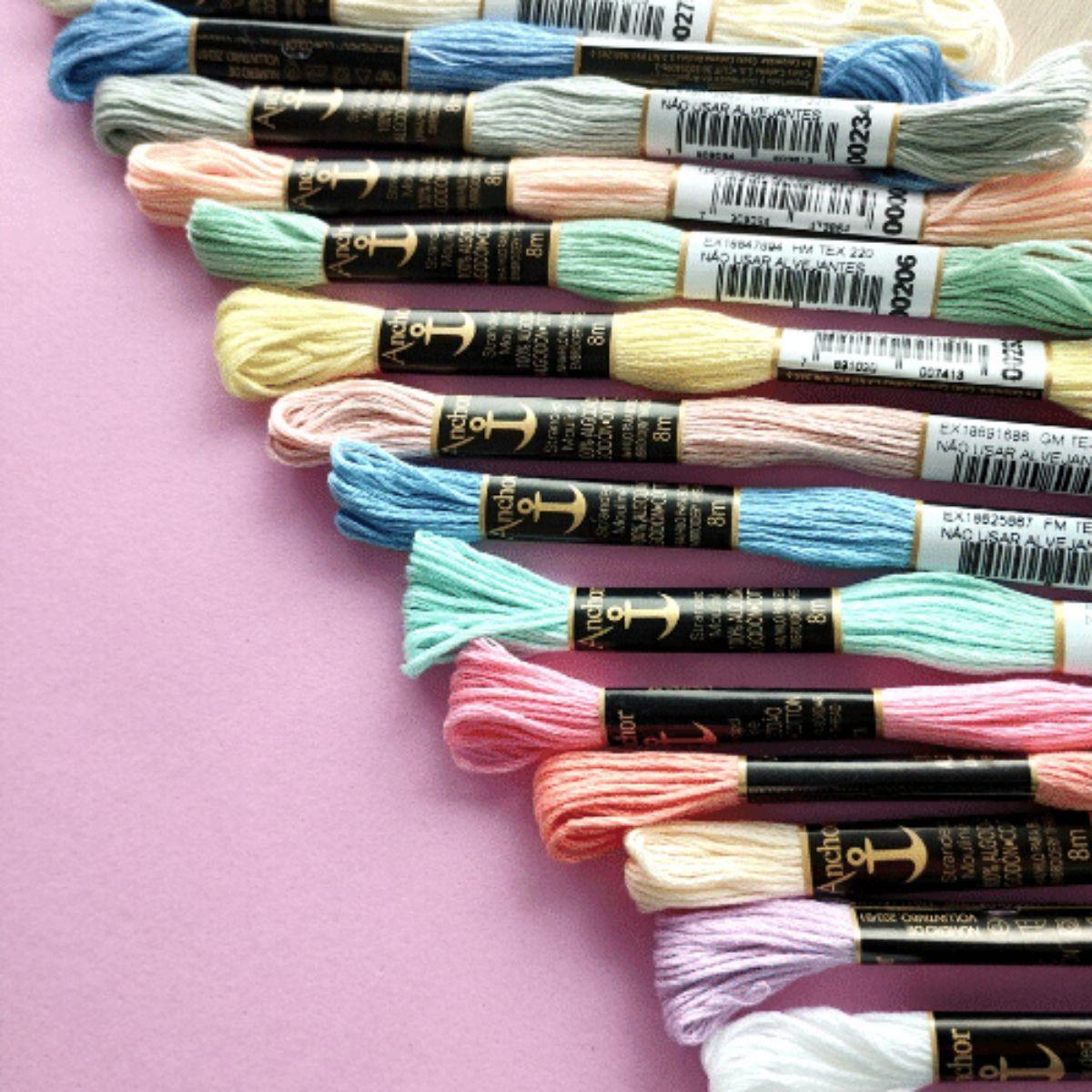 Linha Meada Anchor Mouline para Bordar com 16 Cores Tons de Candy Colors - Palácio da Arte
