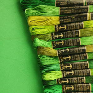Linha Meada Anchor Mouline para Bordar com 16 Cores Tons de Verde - Palácio da Arte