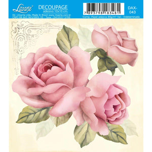 Papel Decoupage Adesiva Litoarte DAX-043 Rosas I 10x10cm - Palácio da Arte