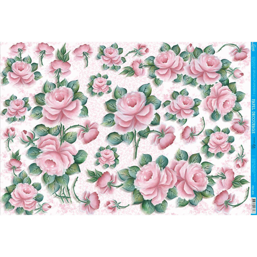 Papel Decoupage Litoarte PD1-015 Rosas I 50x34,3cm - Palácio da Arte