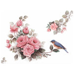 Papel Decoupage OPAPEL 30x45 2484 Flor Rosas e Pássaro - Palácio da Arte