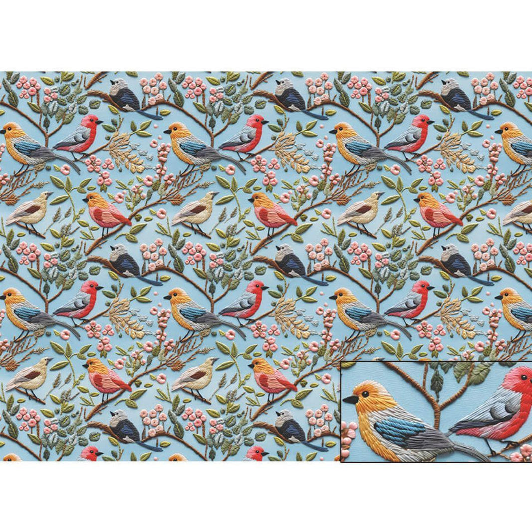 Papel Seda Litoarte PSL-005 Pássaros Bordados 67,5x46cm - Palácio da Arte