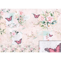 Papel Seda Litoarte PSL-009 Rosa com Borboletas 67,5x46cm - Palácio da Arte