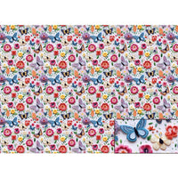 Papel Seda Litoarte PSL-033 Flores 3D e Borboletas 67,5x46cm - Palácio da Arte