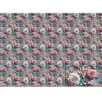 Papel Seda Litoarte PSL-039 Rosas 3D Fundo Azul 67,5x46cm - Palácio da Arte