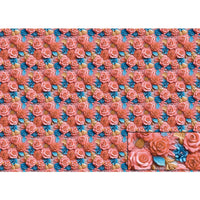 Papel Seda Litoarte PSL-040 Rosas 3D Coral e Azul 67,5x46cm - Palácio da Arte