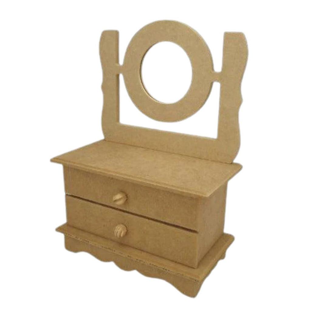 Penteadeira Mini em MDF 29x21x10,5 com 2 Gavetas e Espelho Redondo - Palácio da Arte