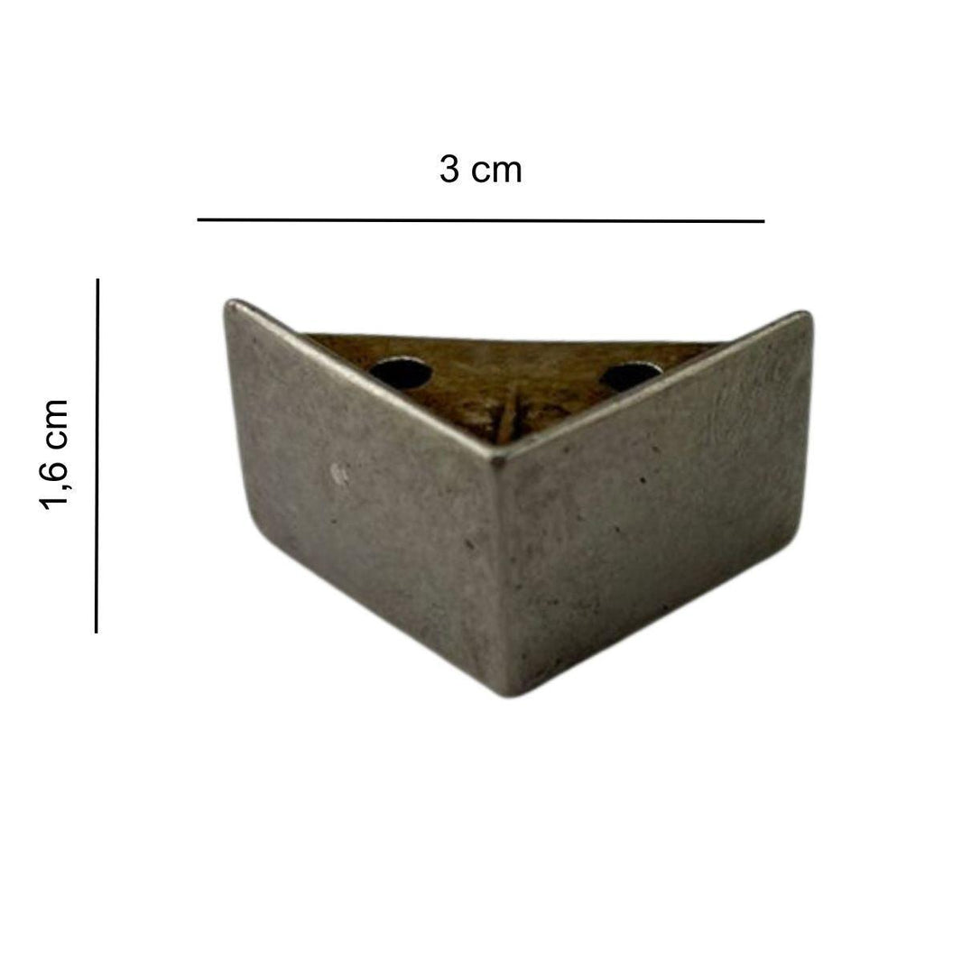 Pezinho Cantoneira Reta em Metal Prata Velho 2,1x2,1cm Kit com 4 peças - Palácio da Arte