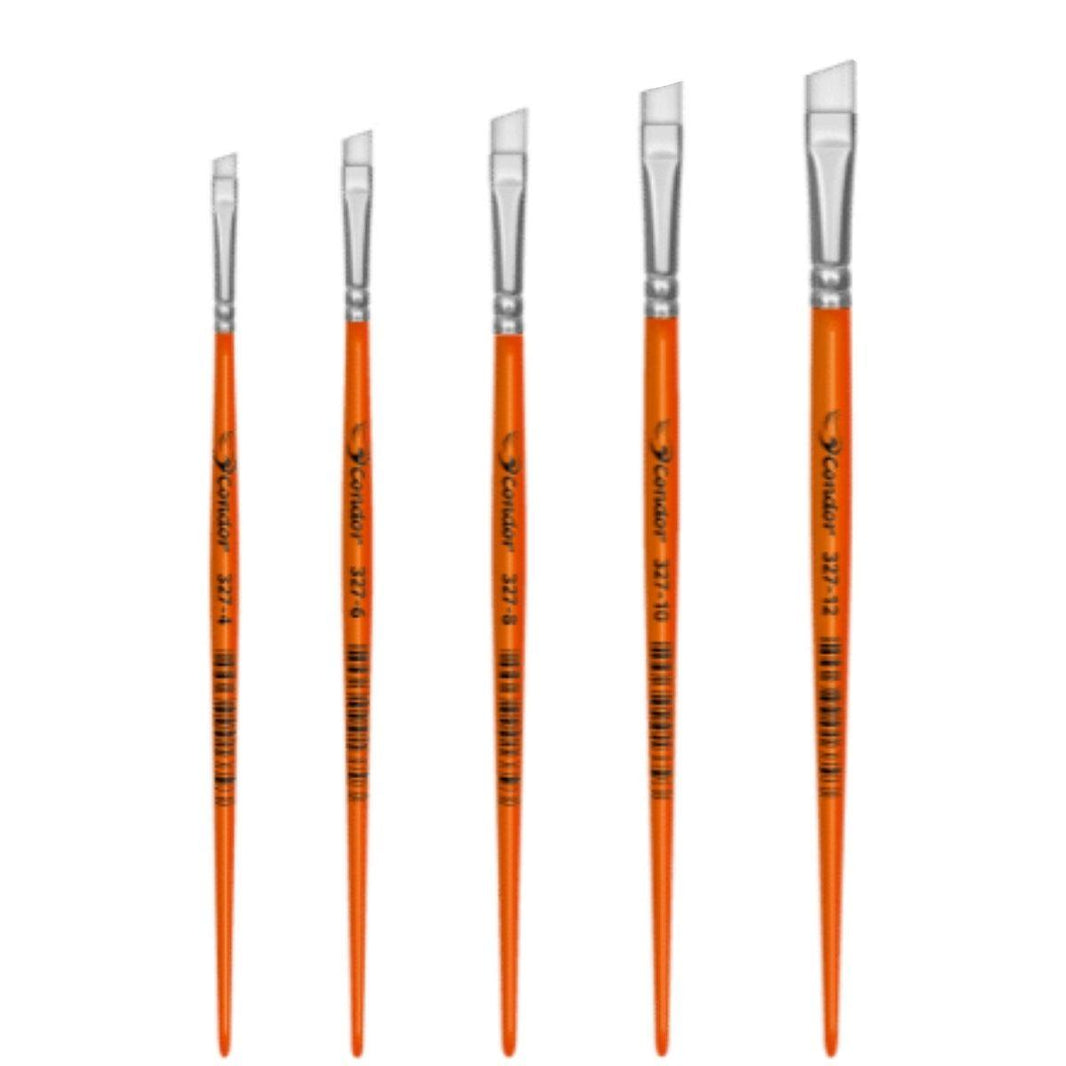 Pincel Chanfrado 327 Condor Cerda Sintético Especial Cabo Curto Laranja - Palácio da Arte