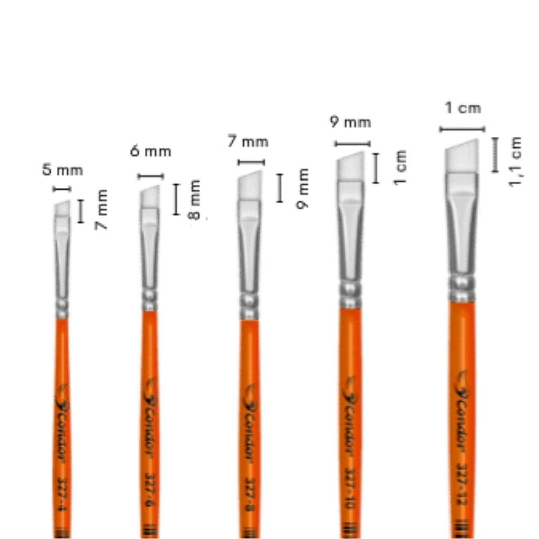 Pincel Chanfrado 327 Condor Cerda Sintético Especial Cabo Curto Laranja - Palácio da Arte