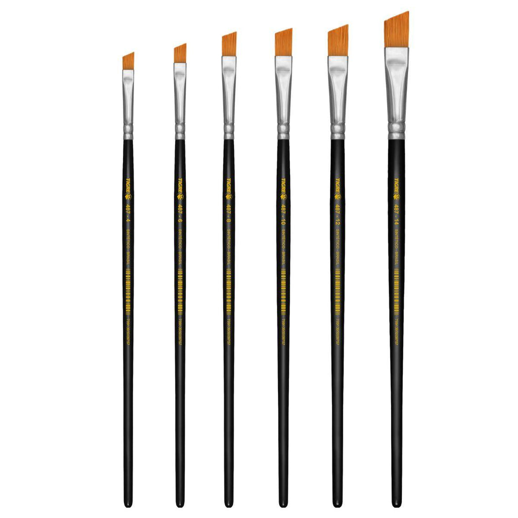 Pincel Chanfrado 487 Tigre Cerda Sintética Acetinada - Palácio da Arte