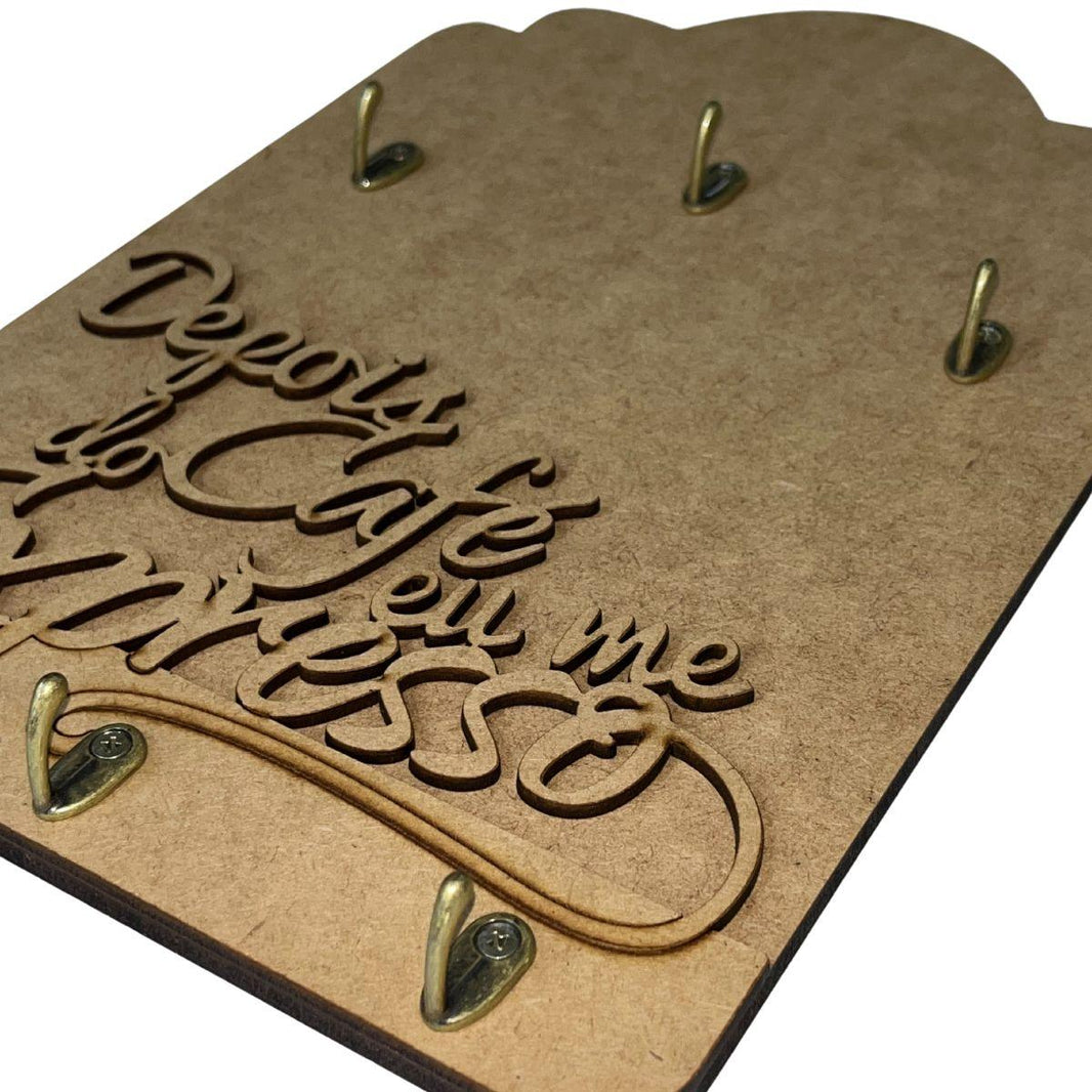 Porta Chaves e Utilitários em MDF 30,5x19,8cm Depois do Café 6 Ganchos - Palácio da Arte