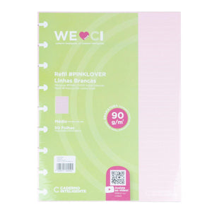 Refil Pautado Caderno Inteligente Médio Pink Lover Linhas Brancas 50 Folhas 90g - Palácio da Arte