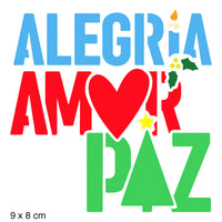 Stencil Litoarte 10x10 STNX-042 Natal Alegria, Amor e Paz - Palácio da Arte