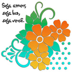 Stencil Litoarte 14x14 STA-133 Cantoneira Flores - Palácio da Arte