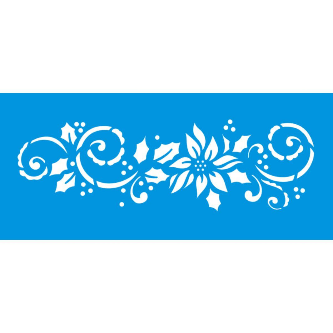 Stencil Litoarte 17x6,5 STNP-007 Natal Arabesco e Poinsétia - Palácio da Arte