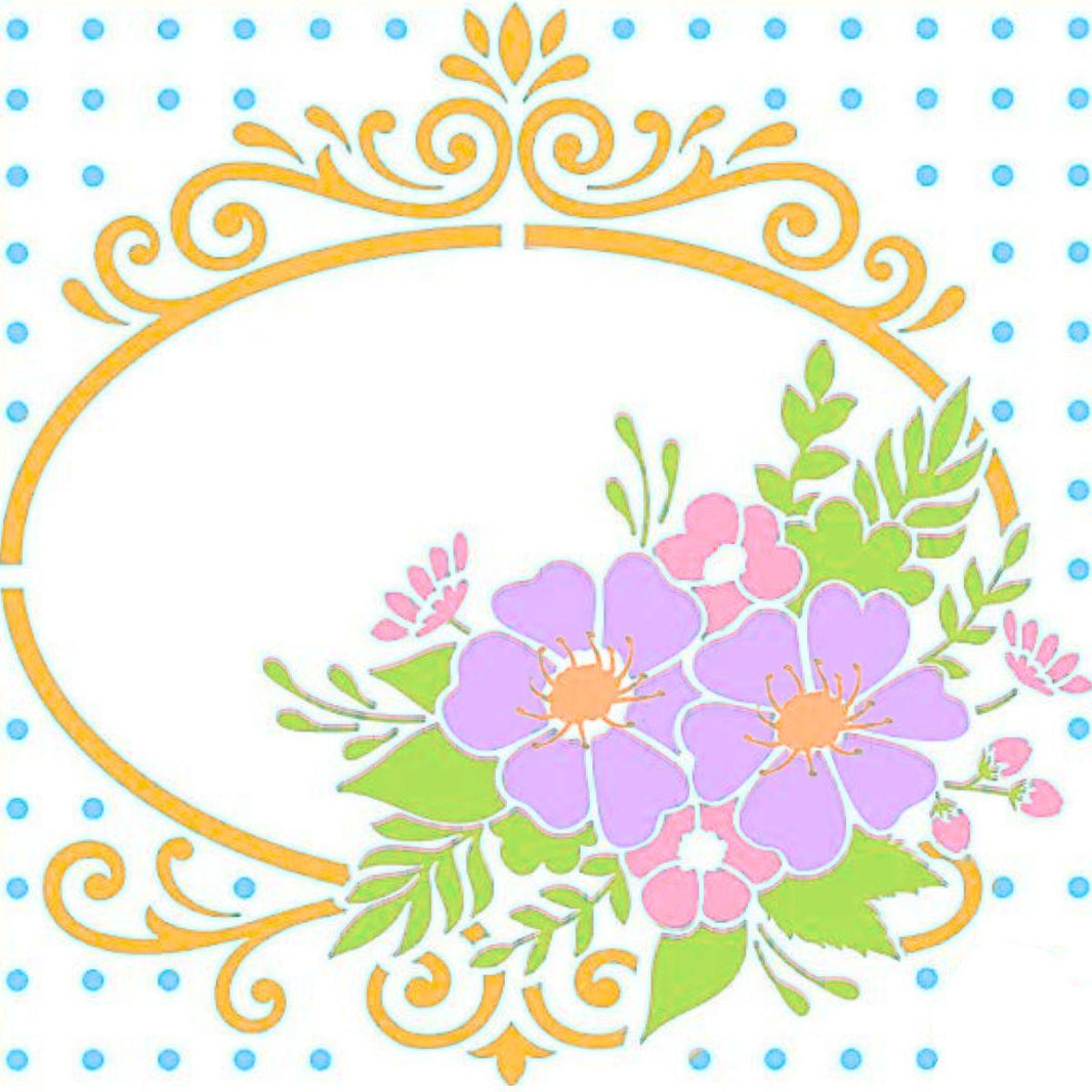 Stencil Litoarte 20x20 STXX-159 Moldura Flores - Palácio da Arte