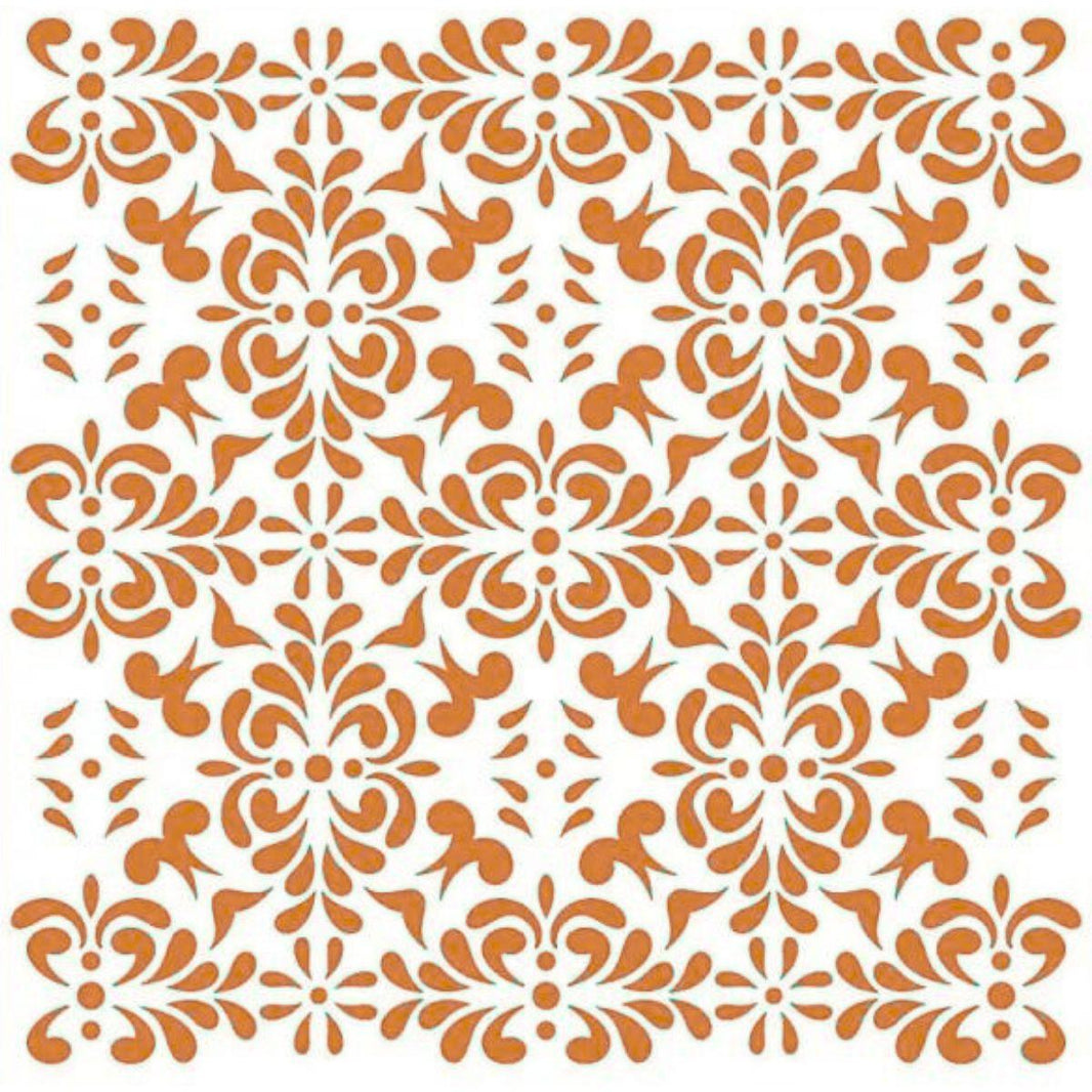 Stencil Litoarte 20x20 STXX-161 Estampa de Ornamentos e Arabescos - Palácio da Arte