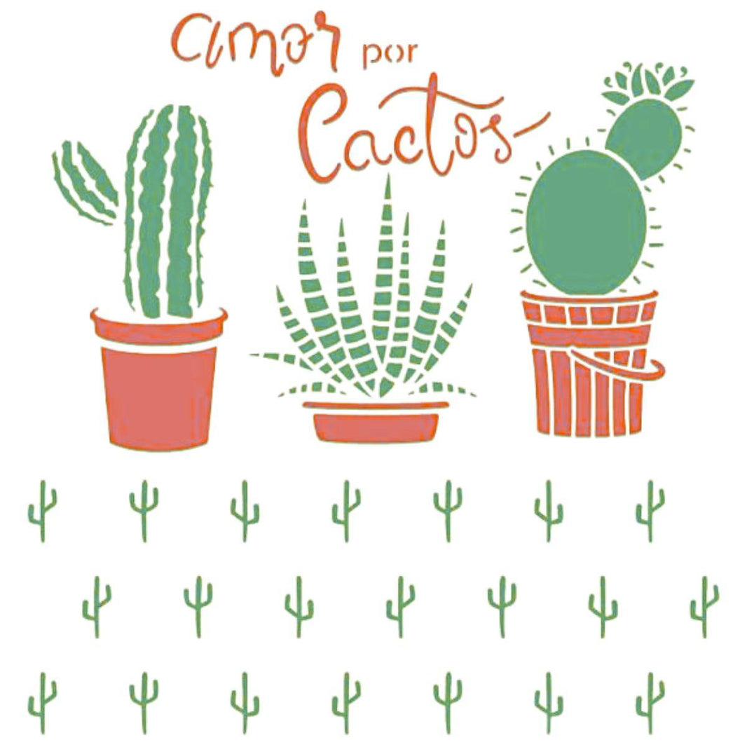 Stencil Litoarte 20x20 STXX-163 Cactos - Palácio da Arte