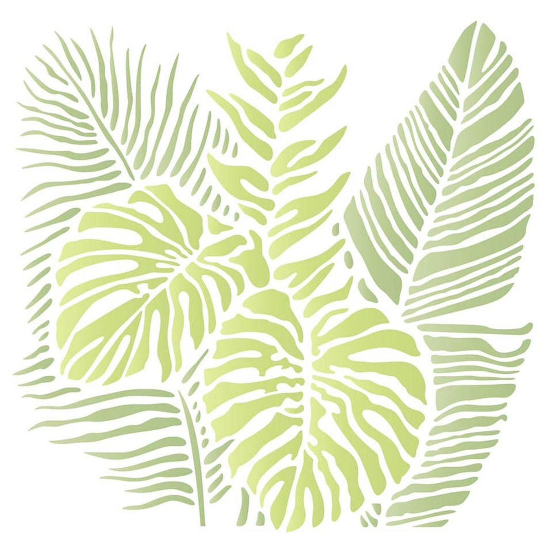 Stencil Litoarte 20x20 STXX-183 Folhas Tropicais - Palácio da Arte