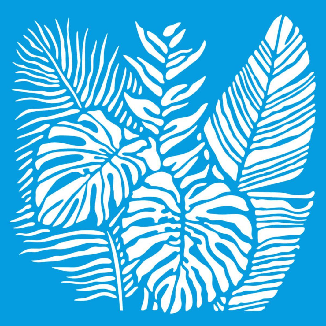 Stencil Litoarte 20x20 STXX-183 Folhas Tropicais - Palácio da Arte