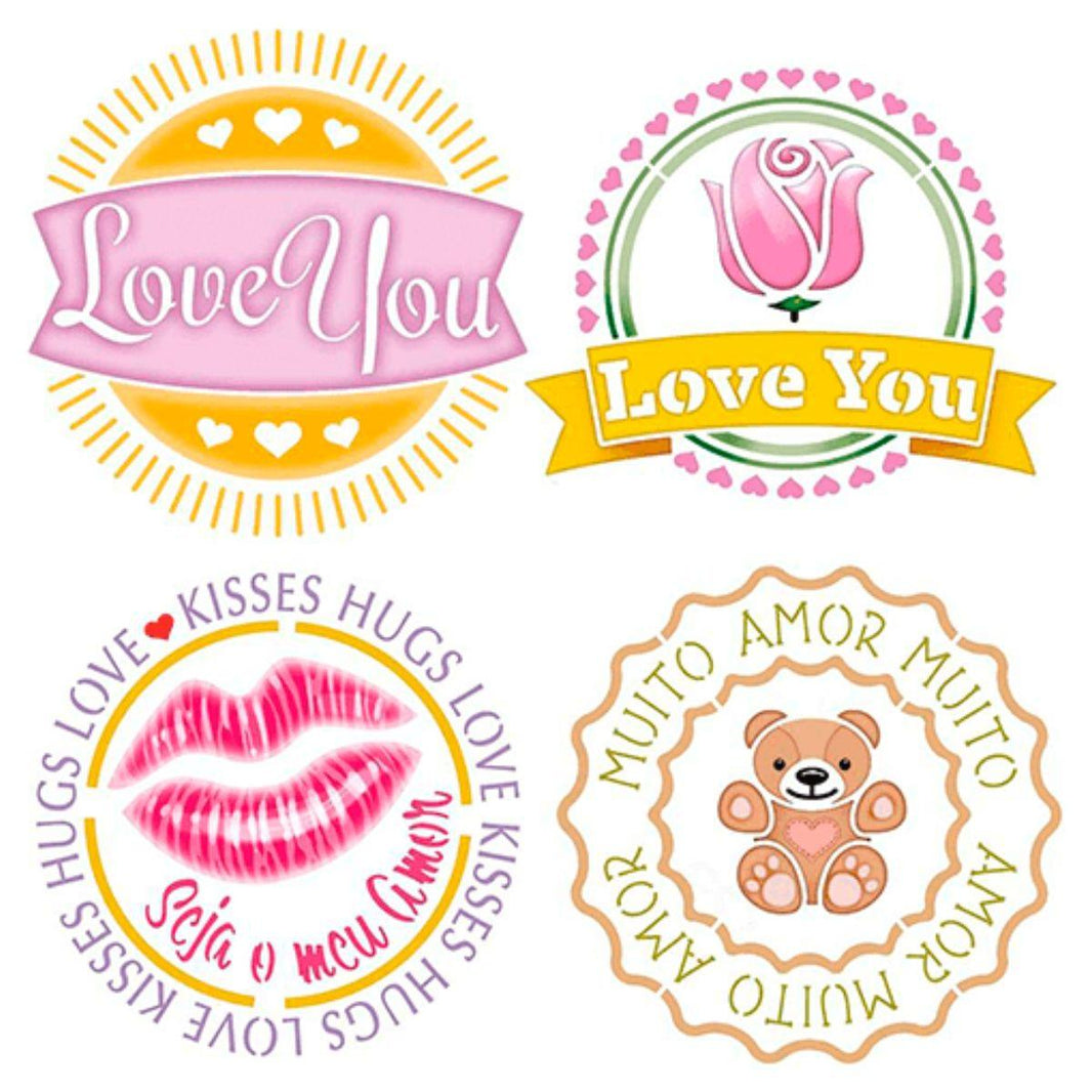 Stencil Litoarte 20x20 STXX-201 Selos Love You - Palácio da Arte