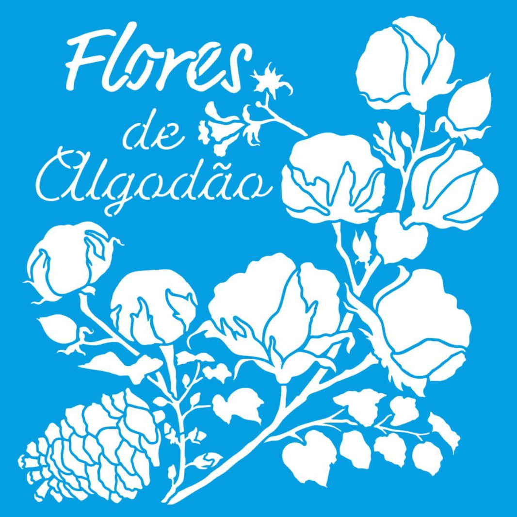 Stencil Litoarte 20x20 STXX-210 Flores de Algodão - Palácio da Arte