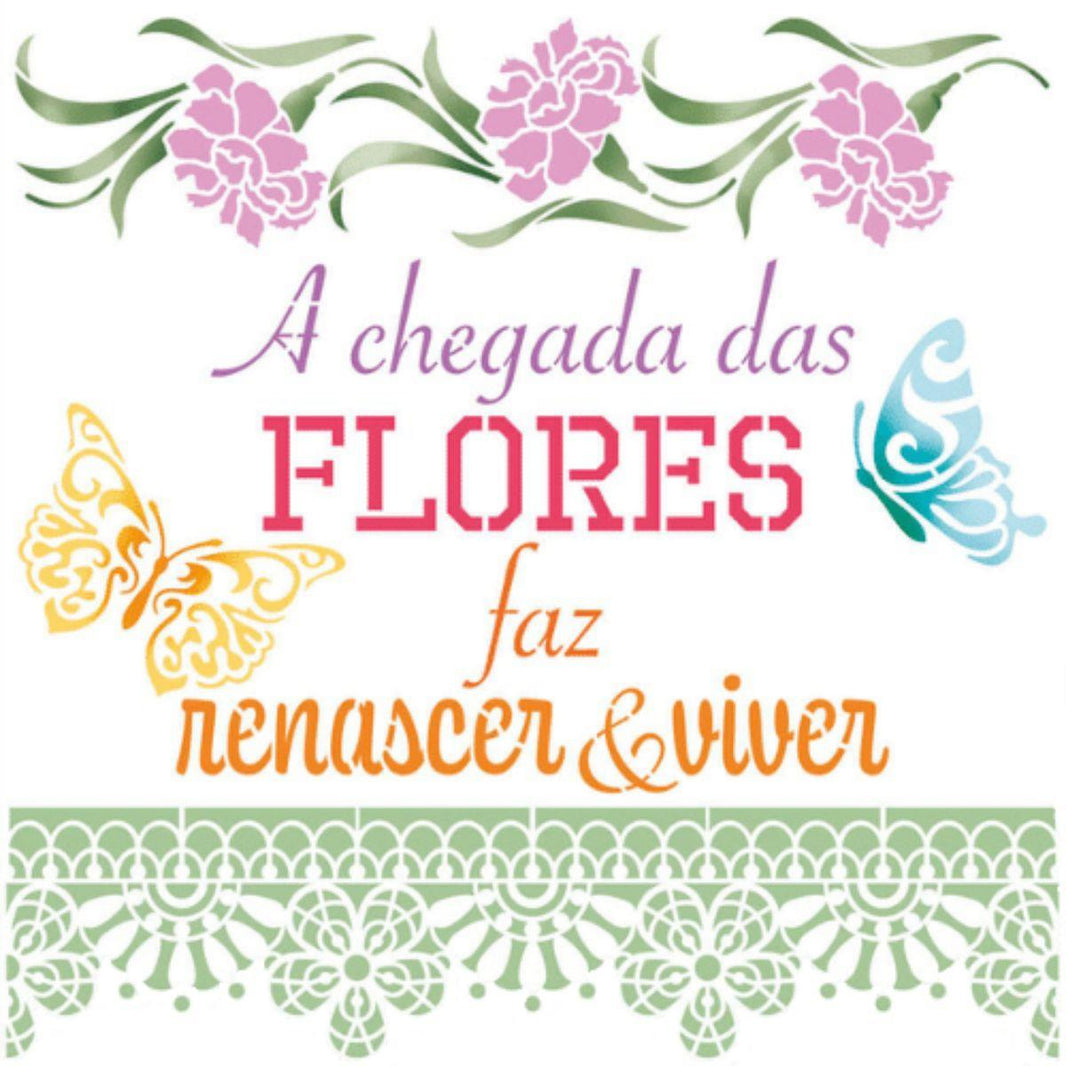 Stencil Litoarte 20x20 STXX-220 A Chegada das Flores - Palácio da Arte