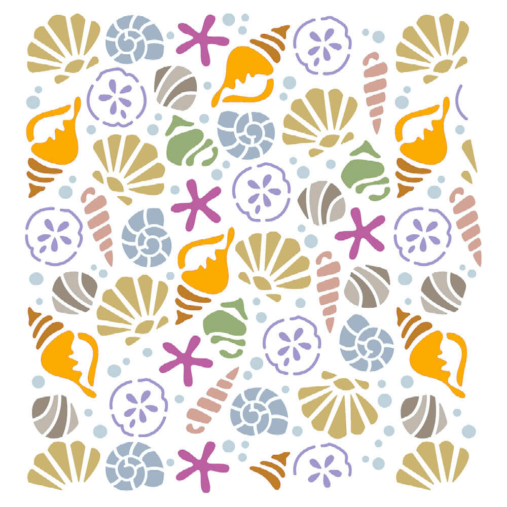 Stencil Litoarte 20x20 STXX-299 Fundo do Mar Conchas - Palácio da Arte