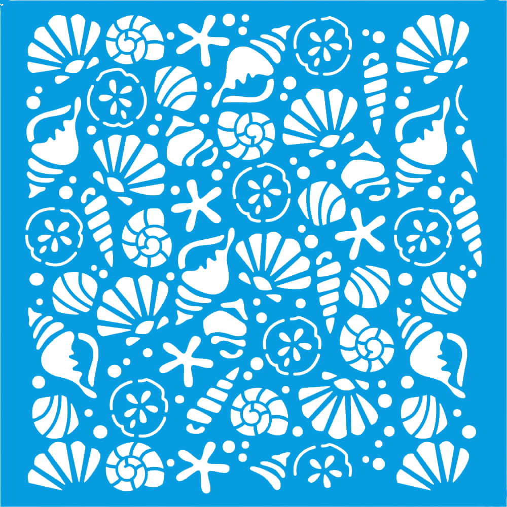 Stencil Litoarte 20x20 STXX-299 Fundo do Mar Conchas - Palácio da Arte