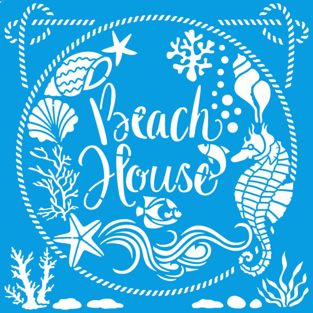 Stencil Litoarte 20x20 STXX-300 Fundo do Mar Casa de Praia - Palácio da Arte