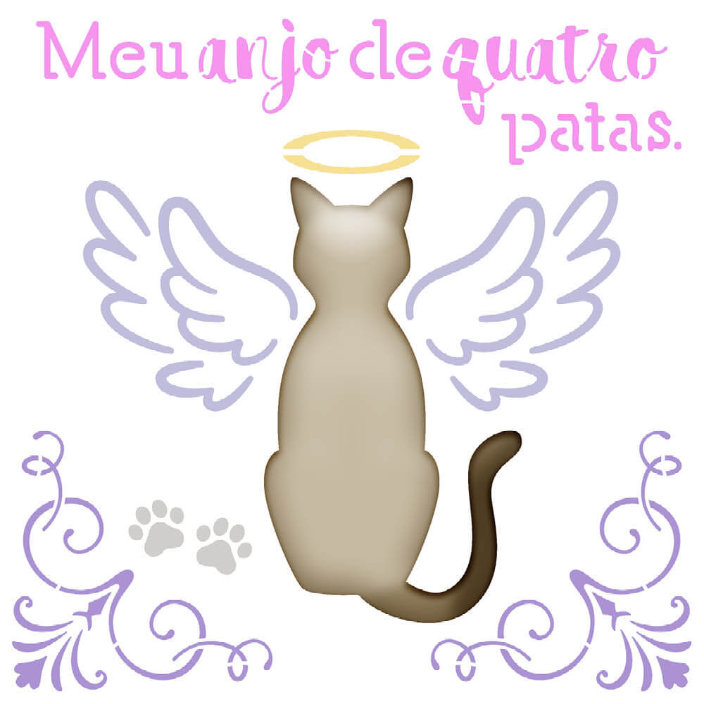 Stencil Litoarte 20x20 STXX-302 Meu Amor Eterno Gato - Palácio da Arte