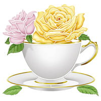 Stencil Litoarte 25x20 STR-293 Xícaras e Rosas com Flores - Palácio da Arte