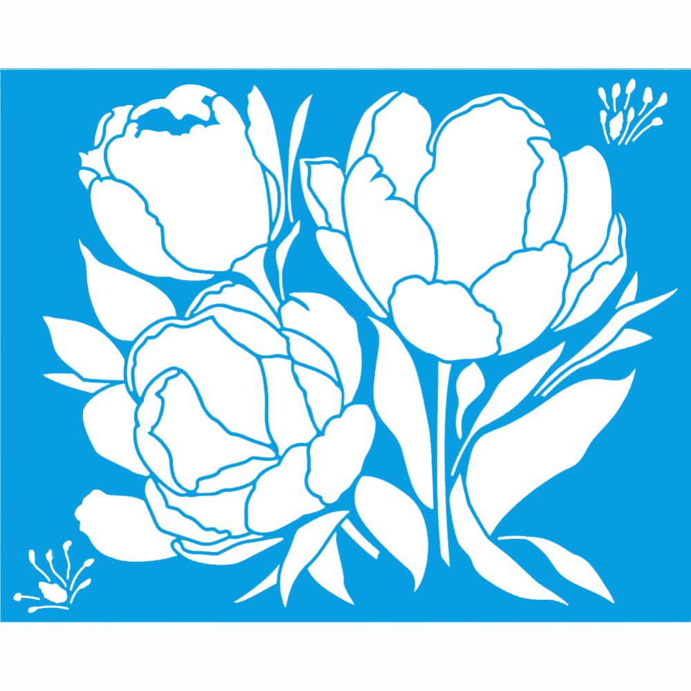 Stencil Litoarte 25x20 STR-296 Flores Tulipas - Palácio da Arte