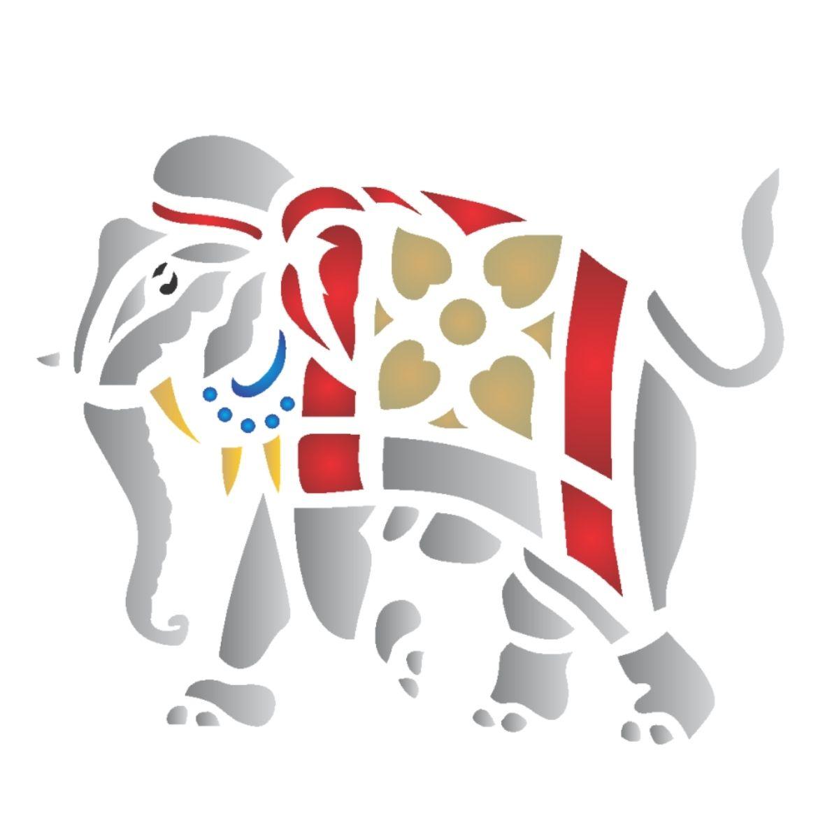 Stencil OPA 10x10 0158 Elefante Tribal - Palácio da Arte