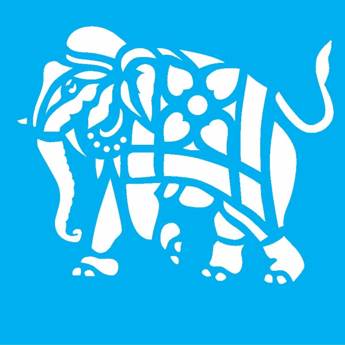 Stencil OPA 10x10 0158 Elefante Tribal - Palácio da Arte
