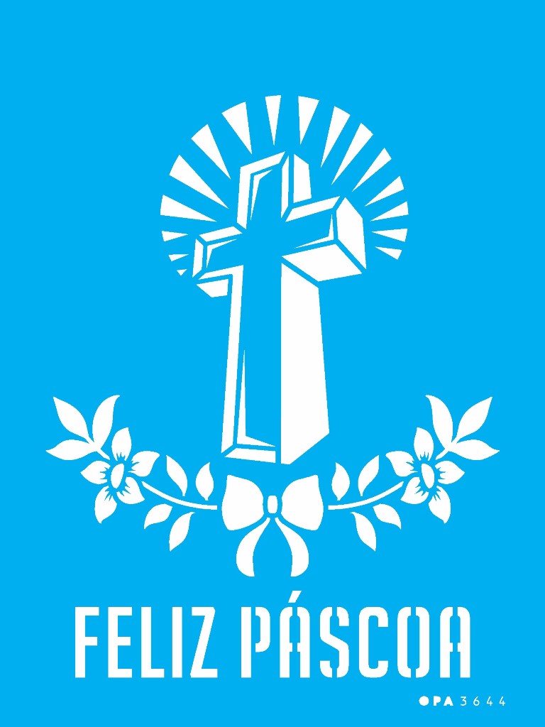 Stencil OPA 15x20 3644 Religião Feliz Páscoa - Palácio da Arte