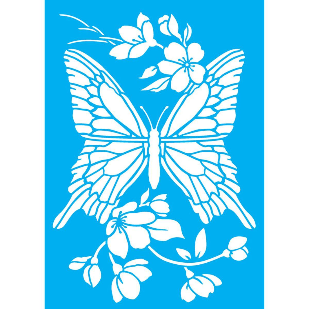 Stencil OPA 20x25 3385 Borboleta e Cerejeiras - Palácio da Arte
