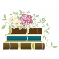 Stencil OPA 20x25 3475 Livros e Flores - Palácio da Arte