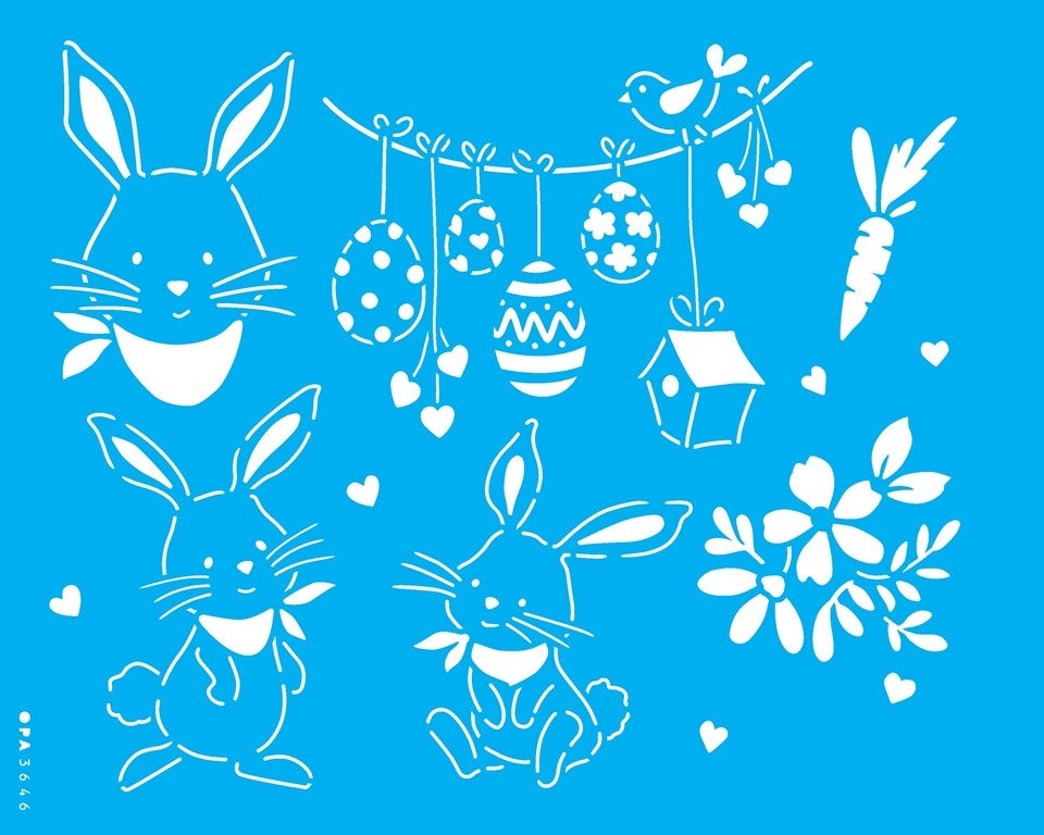 Stencil OPA 20x25 3646 Páscoa Coelho e Ovos - Palácio da Arte