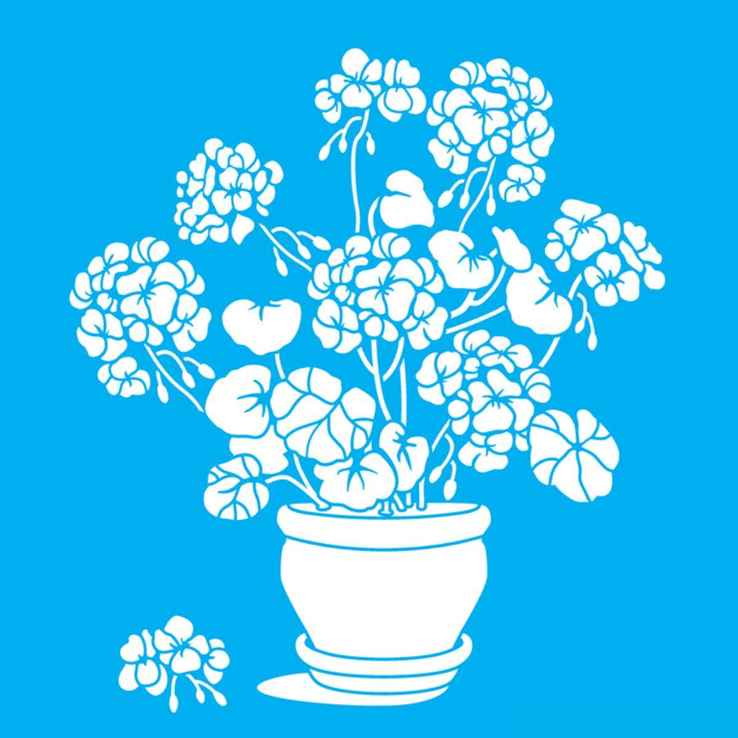 Stencil OPA 30,5x30,5 3429 Vaso Flores Gerânios - Palácio da Arte