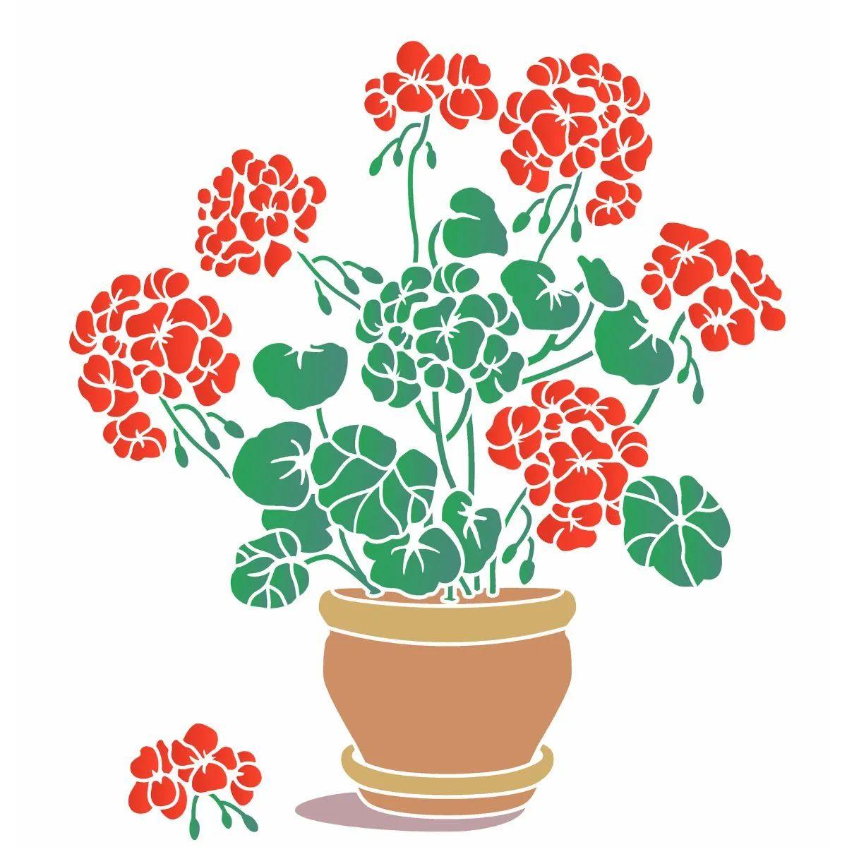 Stencil OPA 30,5x30,5 3429 Vaso Flores Gerânios - Palácio da Arte