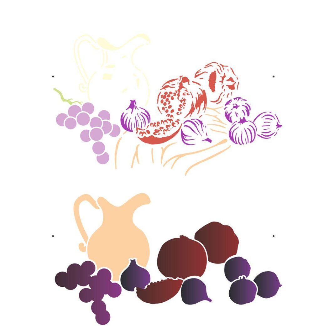 Stencil OPA 32x42 2900 Mesa com Uvas Figo e Romãs - Palácio da Arte