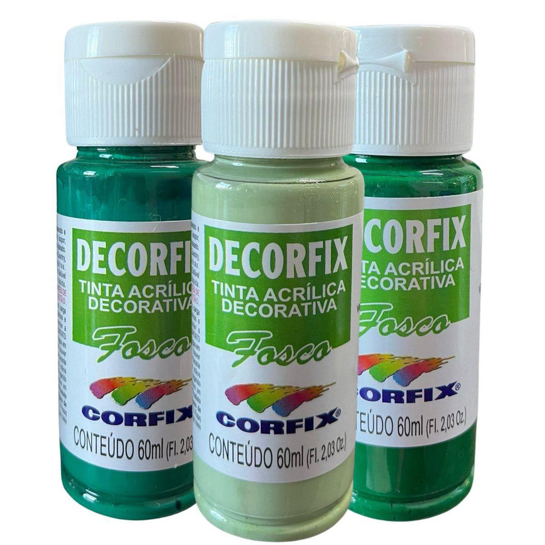 Tinta Acrílica Decorfix Corfix 60ml Fosca Tons de Verde - Palácio da Arte