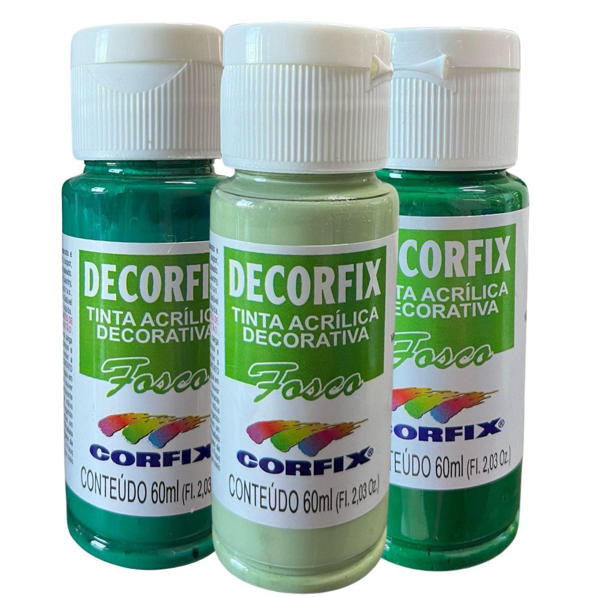Tinta Acrílica Decorfix Corfix 60ml Fosca Tons de Verde - Palácio da Arte