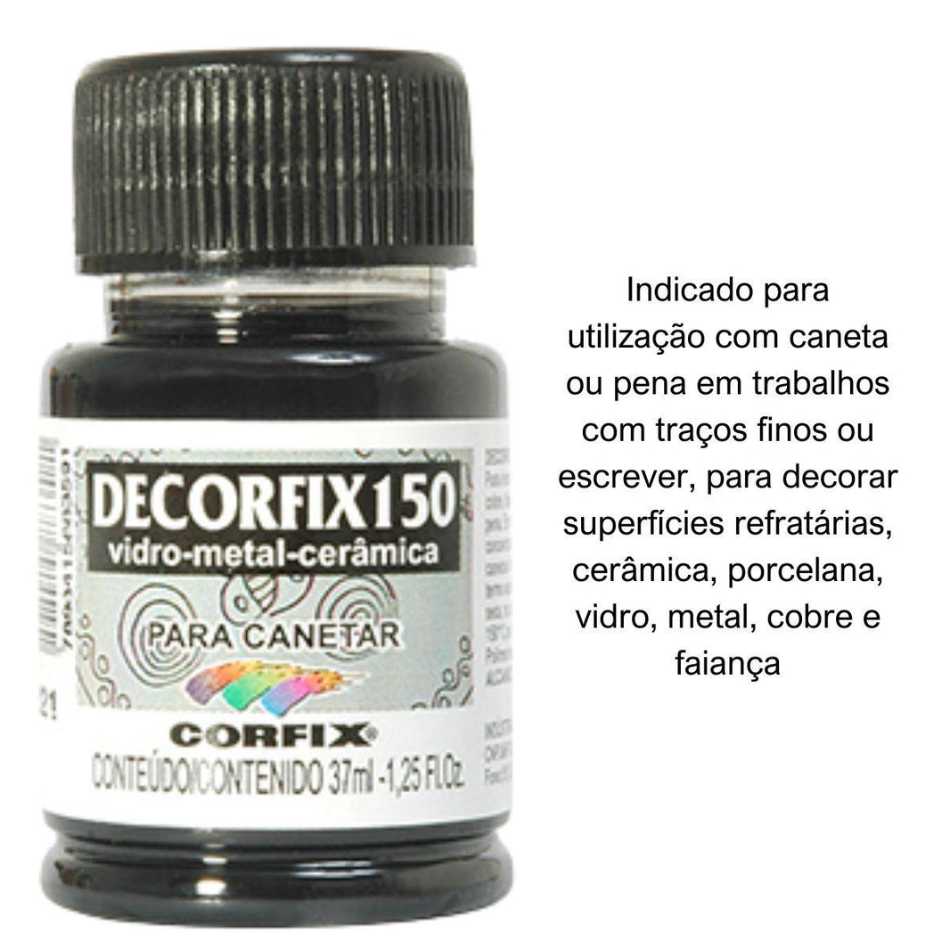Tinta Decorfix 150 para Canetar Corfix Preto 37ml - Palácio da Arte