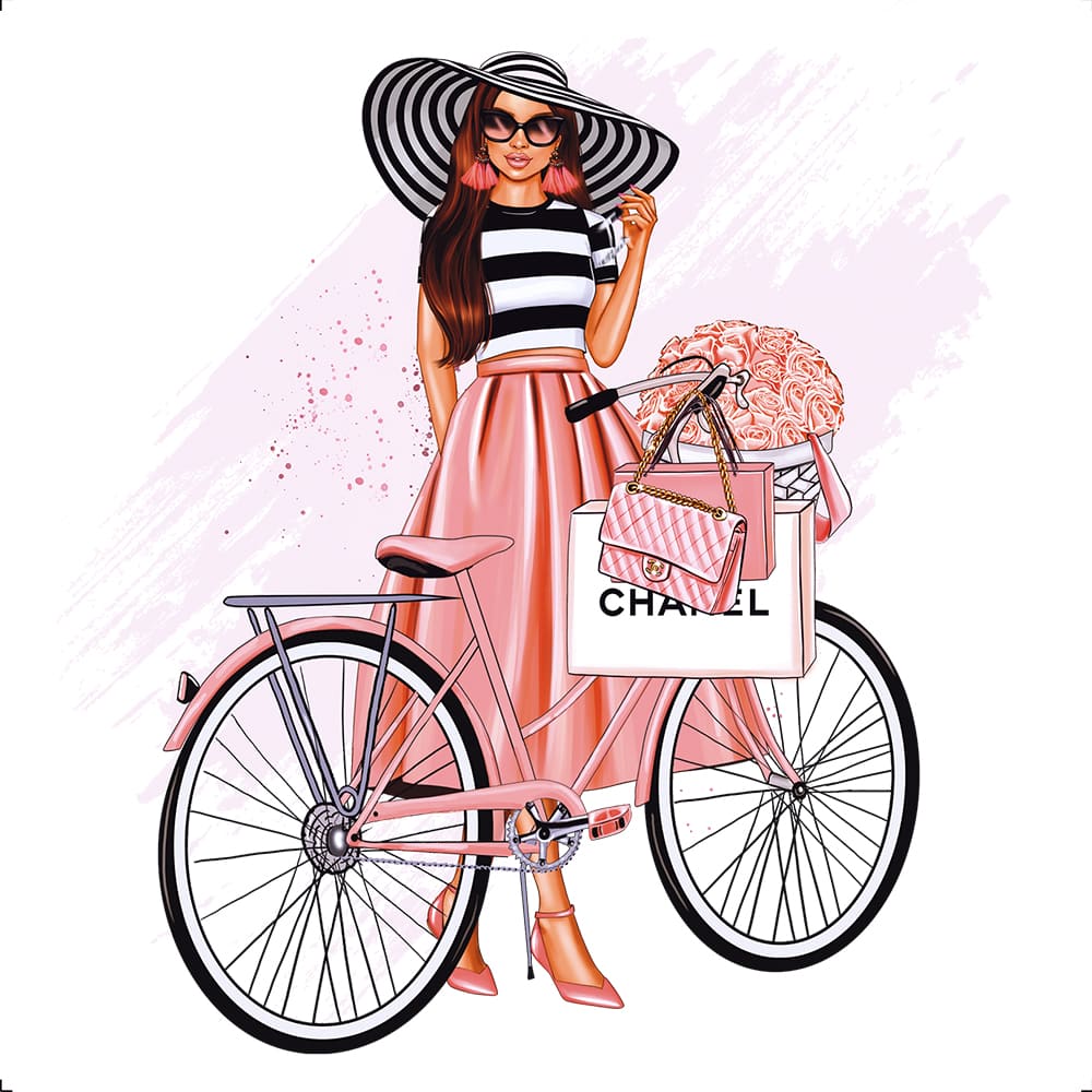 Transfer Têxtil Litoarte 13,5x13,5 TTQ4-001 Dama na Bicicleta - Palácio da Arte