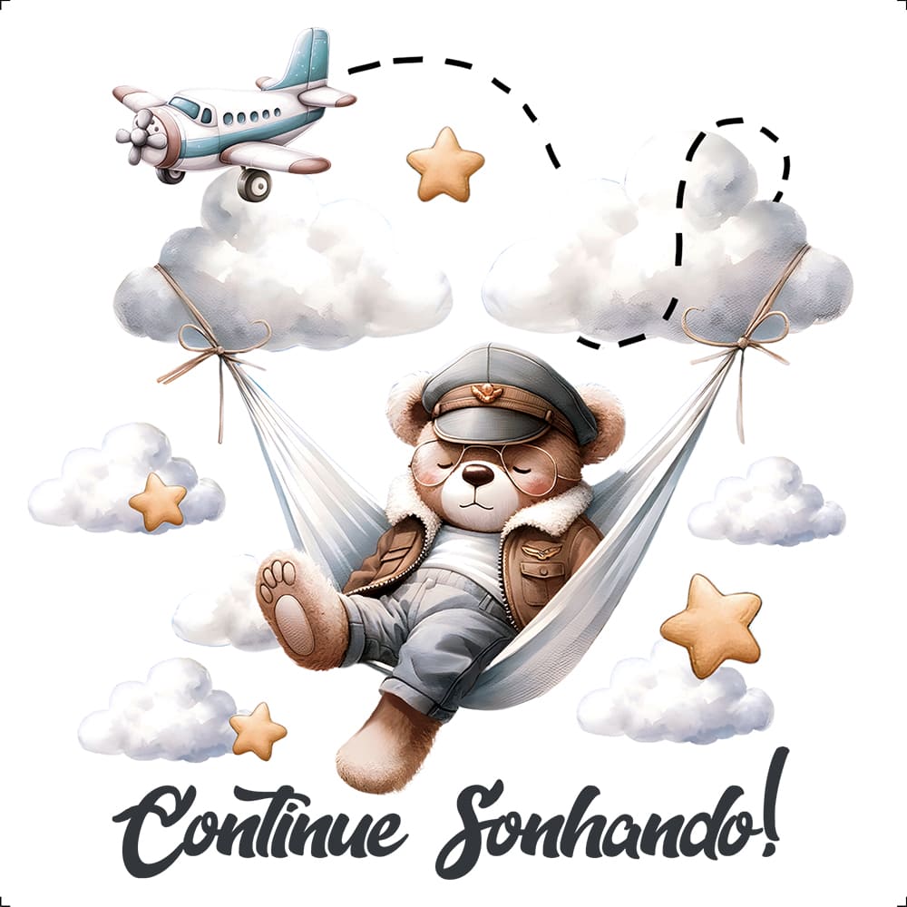 Transfer Têxtil Litoarte 13,5x13,5 TTQ4-031 Urso Aviador - Palácio da Arte