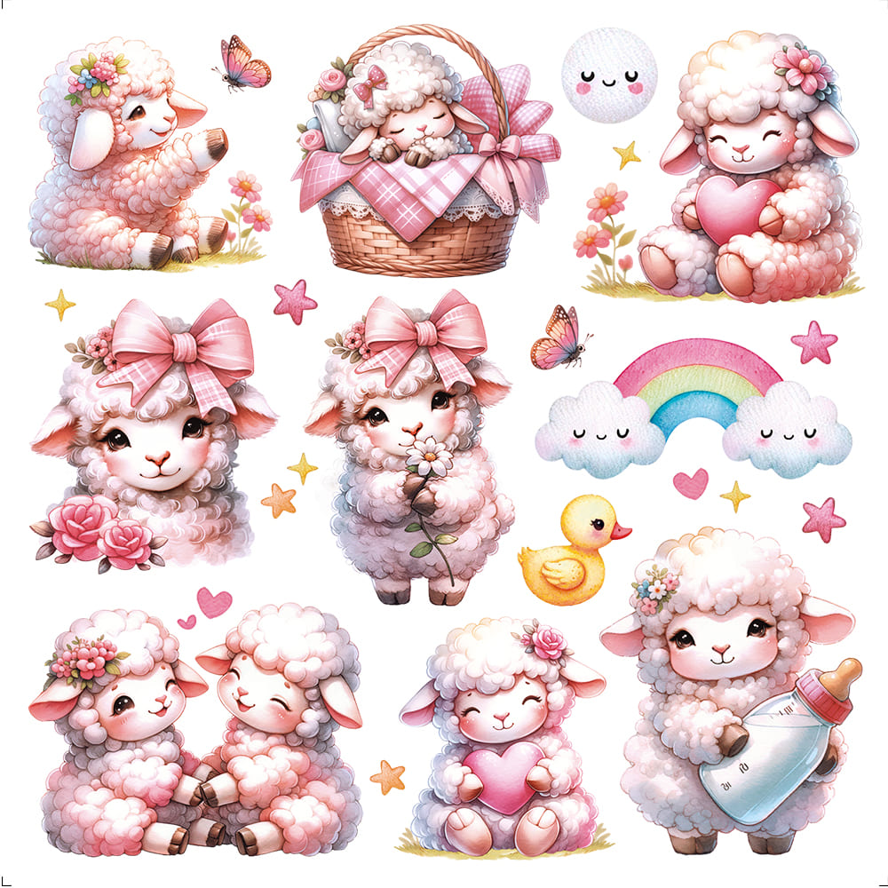 Transfer Têxtil Litoarte 13,5x13,5 TTQ4-035 Ovelinha Menina II - Palácio da Arte