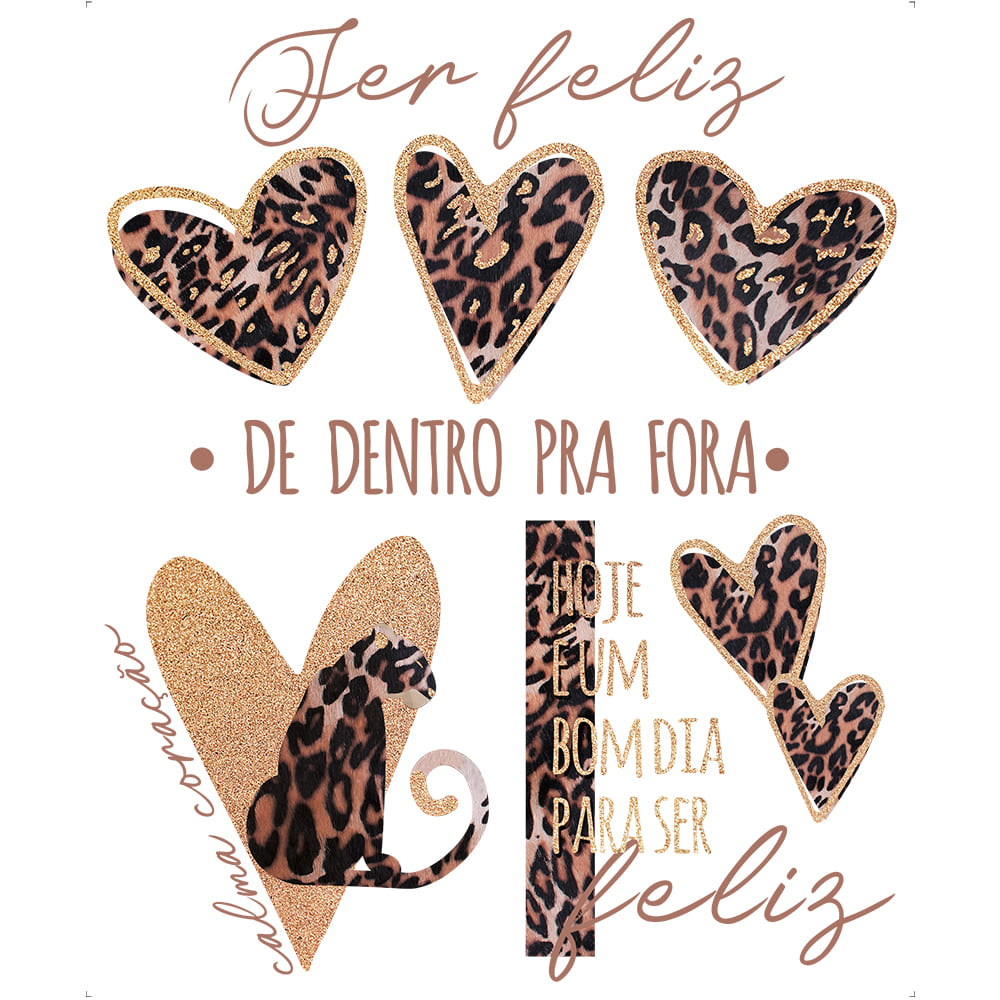 Transfer Têxtil Litoarte 24x20 TTR4-009 Coração Oncinha - Palácio da Arte